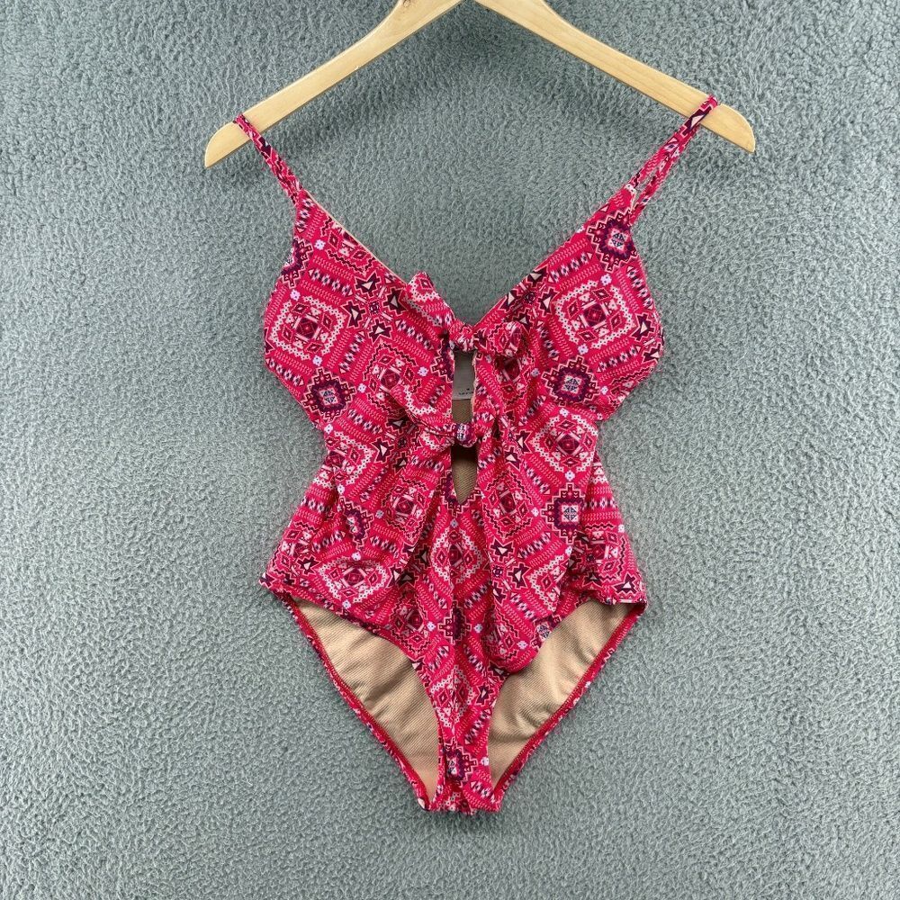 Vanilla Beach Pink Tribal Print One-Piece Swimsuit Size Medium
